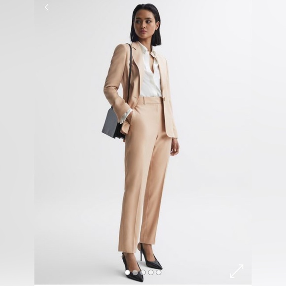Reiss Ember slim-fit high-rise trousers, Size 38, camel - Picture 4 of 7